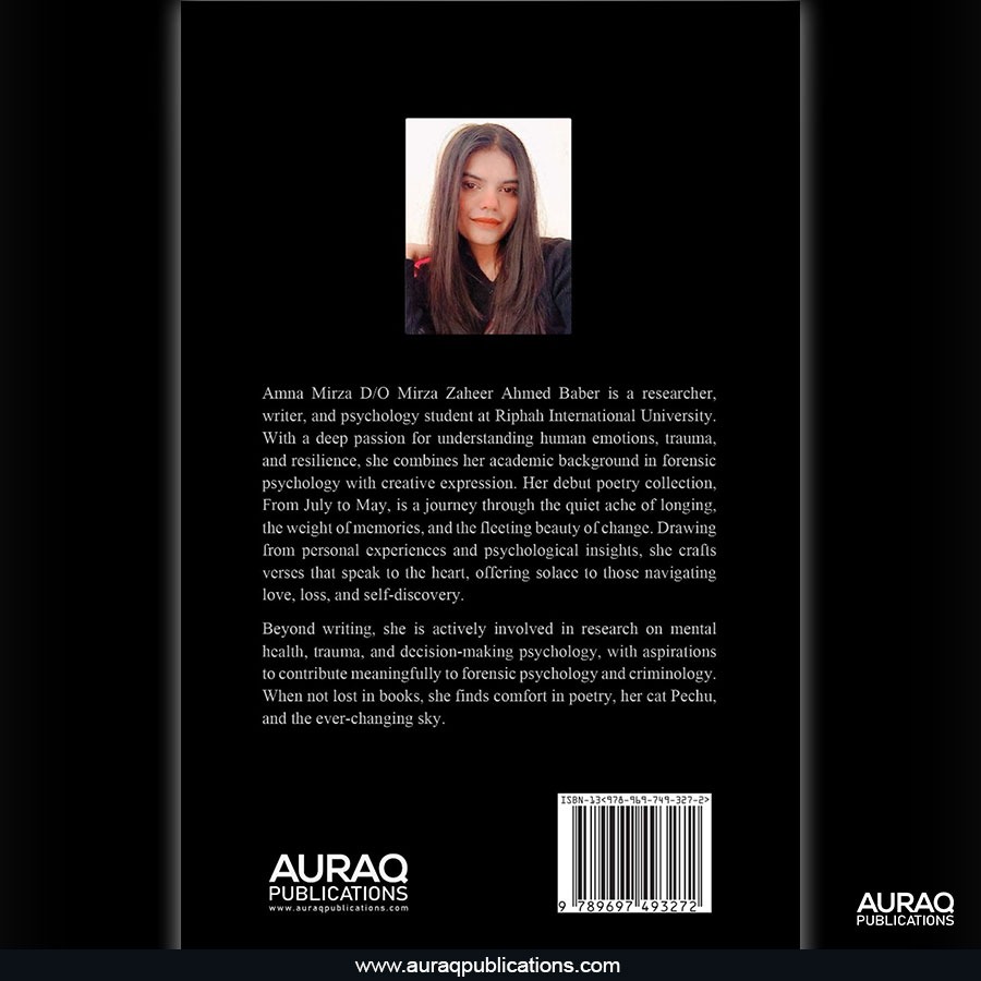 From July To May Poetry book by Amna Mirza - Back